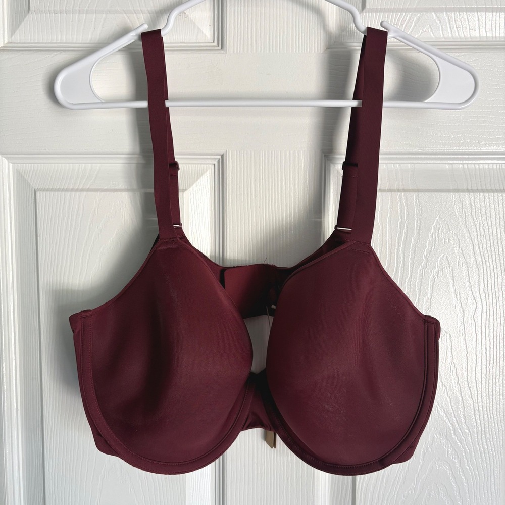 NEW SKIMS Weightless Demi Bra 44DD Wine Burgundy Underwire BR-DEM-1893